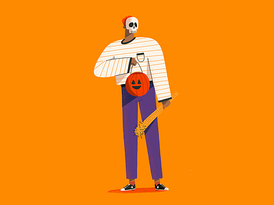 Trick or Treat character costume design drawing halloween illustration mask photoshop print procreate pumpkin skull