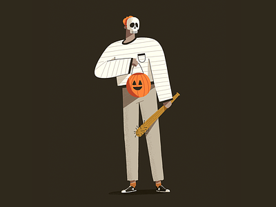 Trick or Treat (Dark Variant) character costume design halloween illustration mask photoshop print procreate pumpkin skull