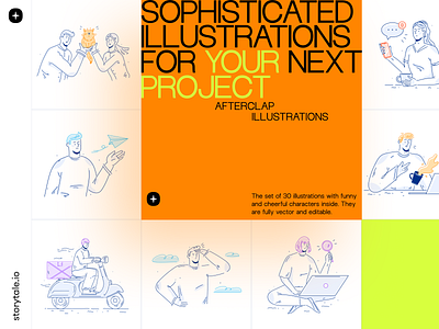 Afterclap Illustrations branding colorful contrast cool craftwork design illustration pack storytale vector