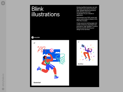 Blink Illustrations ✨ basketball blink business colorful dark dark mode design illustration presentation product sport storytale typography ui vector web workflow