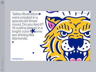 New Tattoo Illustrations 🐯 ❤️ branding bright colorful contrast design illustration oldschool outline product storytale tattoo tattooos tiger ui vector web