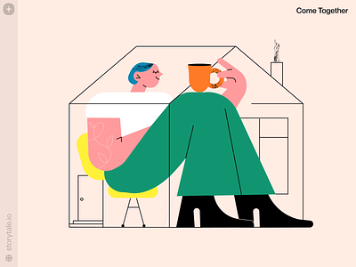 Come Together Illustrations 😌 autumn calmness characters coffee colorful cometogether comfort cozy design fall home illustration illustrations needmorecoffee product stayhome storytale ui vector web