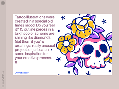 Tattoo illustrations 🌺 branding colorful design illustration outline product storytale tattoo ui vector web