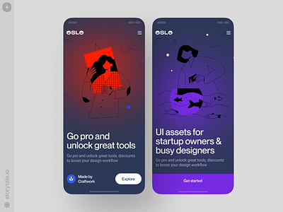 OSLO Illustrations 😍 app design application bestseller colorful dark dark app dark theme design illustration oslo product storytale ui vector