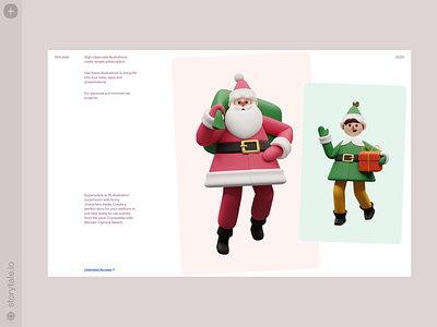 Christmas 3D Illustrations 🎄 3d bestseller characters christmas colorful cool design elf happy holidays happy new year illustration ny product santa storytale superscene ui web