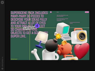 Superscene Illustrations 💣 3d colorful contrast design illustration objects product storytale superscene things ui web