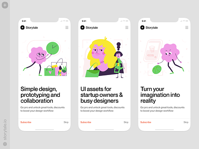 Knick-Knacks illustrations 🤩 app app design characters colorful design illustration knickknacks mobile mockups product screens storytale ui vector