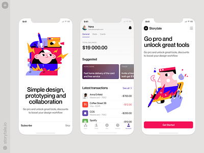 RAW ⚡️ app design bank colorful contrast cool design finance illustration mobile product raw storytale ui vector