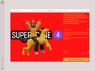 Superscene illustrations 🎊 3d celebrating characters colorful contrast design illustration product skin storytale superscene ui volumetric web