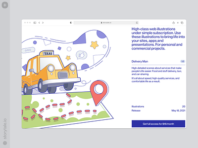 Delivery Man illustrations 🚗 branding colorful delivery design illustration location map product services storytale taxi ui vector web