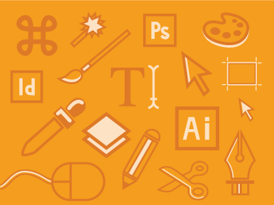 Tools of the Trade 3 color icons illustration illustrator line orange pen photoshop set tools yellow