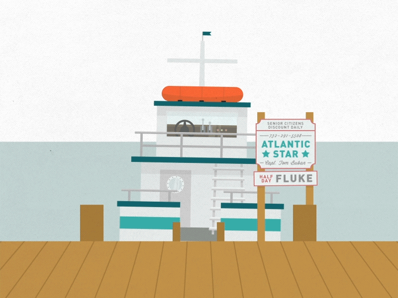The Atlantic Star animation boat gif illustration illustrator loop ocean retro ship water