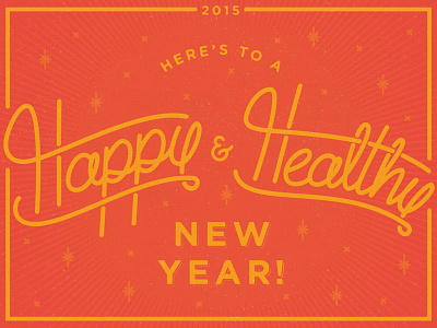 Happy New Year Dribbblers card celebrate handletter holiday new years nye red retro script stars winter yellow