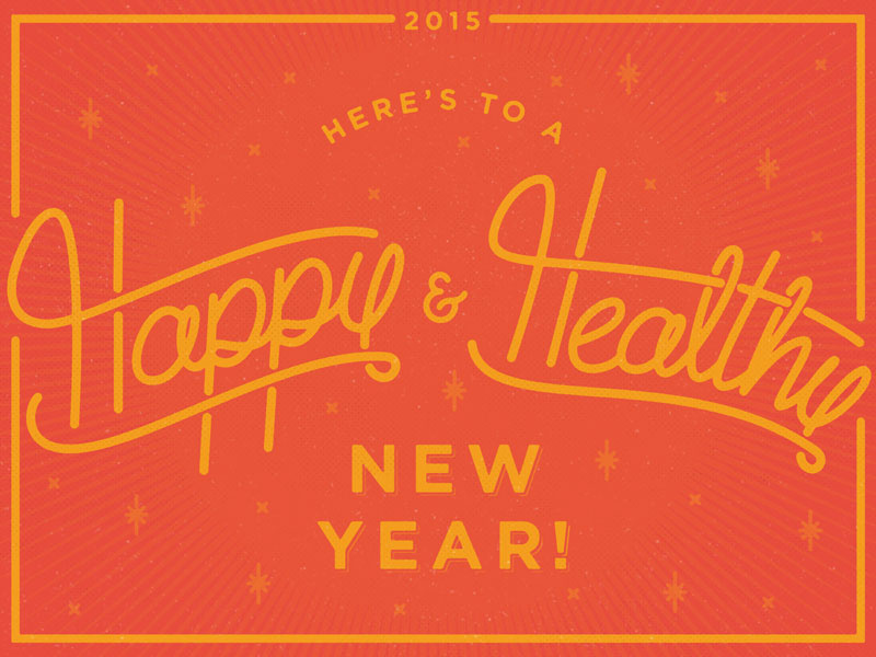 Happy New Year Dribbblers holiday winter new years nye script handletter yellow red retro card celebrate stars