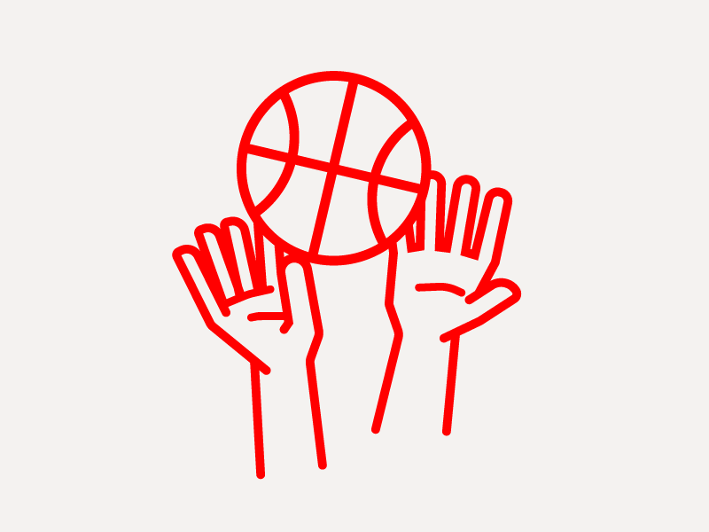 basketsport II illustrator geometric ball hands single weight line line drawing illustration basketball