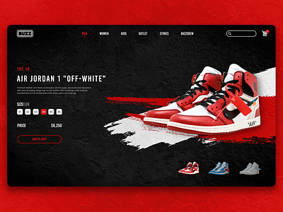 Buzz Sneakers Store Website Redesign design hypebeast jordan kicks offwhite redesign shop sneakers web website website design