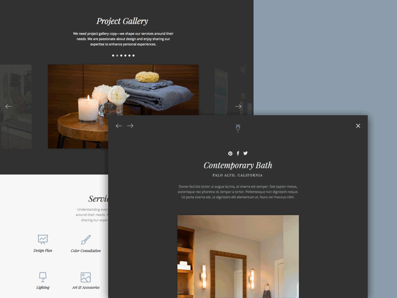 Touie · Overlay Interaction ajax animation gif interaction interior design overlay project detail website