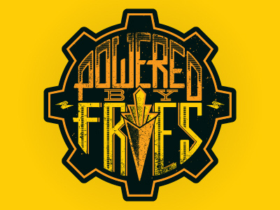 Powered by Fries art deco clock deco food food truck fries fry gear orange truck yellow