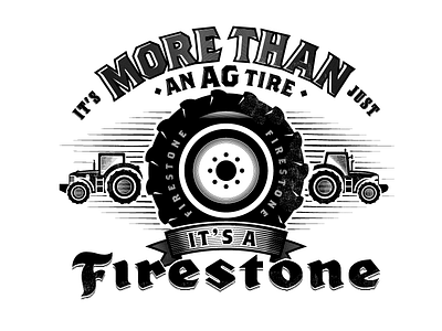 More Than An AG Tire agricultural agriculture firestone linocut manufacture manufacturing retro tire tires tractor tractors vintage