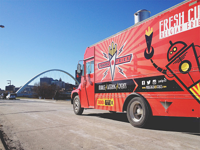 Powered By Fries food fries fry robot truck wrap