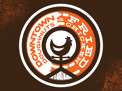 Downtown Doughnuts & Fried Chicken Logo beak chicken donut doughnut fried frosting orange southern