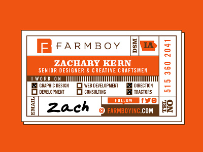 Farmboy Business Card Concept branding business card card des moines factory farm identity iowa letterpress manufacture manufacturing