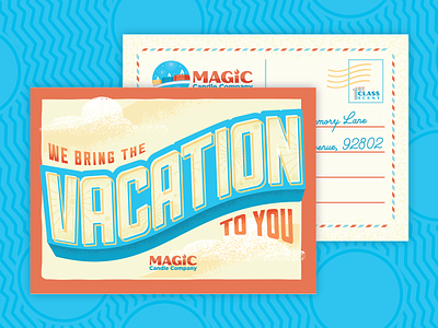 Magic Candle Co. Postcard candle greetings illustration letter mail mailbox postcard retro scent stamp texture vacation vacations vintage wish you were here