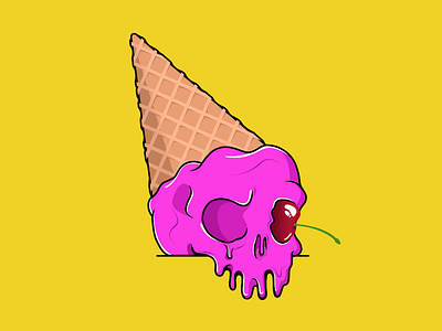 Dead ice cream draw funny ice cream illustration photoshop