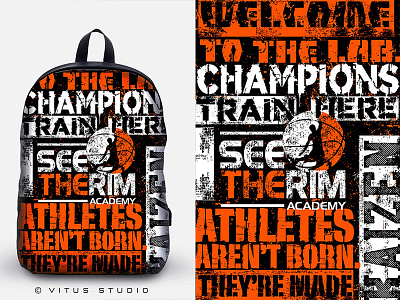 Athletes aren't born. They're made. apparel athletes backpack basketball basketball poster champions design graffiti hoops illustration inspirational motivational quotes nba orange pattern poster sport sports design stencil typogaphy