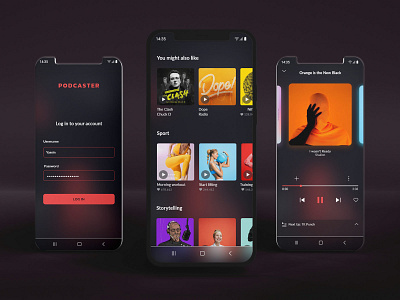 Podcaster | Podcast UI/UX mobile App android app app app design app development audio design ios app mobile app music music player platform design podcast podcaster podcasts responsive ui ui designer uiux ux ux designer