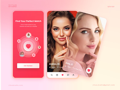 Mobile Dating App android beautiful chatting app colorinspiration dating dating app design datingapp graphic design ios message message app onboarding screen pinkpalette social app tinder ui user interface uxui valentine web design