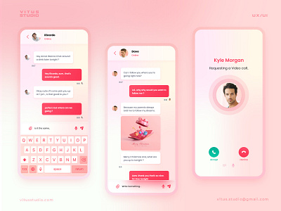 Dating app chat app beautiful chat chatting app couples dating app datingapp graphic design ios love message message app mobile app mobile design pink color tinder ui ux valentine web design