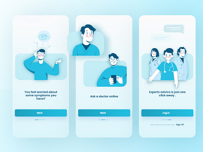 Medical mobile app Design | Onboarding screens appointment blue doctor doctor app graphic design health health app healthcare app interaction design medecine medical medical app nurse onboarding ui ux uxui welcome