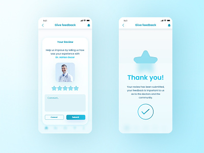 Healthcare Mobile app app review appointment appointment app blue clinic color inspiration doctor doctor app feedback health healthcare medecine medical medical app mobile app review star ui designer uxui