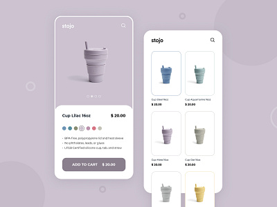 Stojo Cup app cup design ecology illustration stojo ui ux web