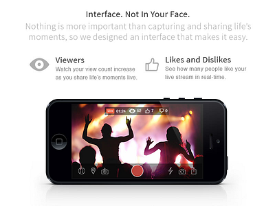 Interface. Not In Your Face. features stream streaming video app