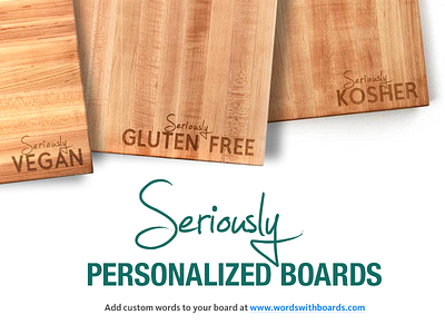 Seriously PERSONALIZED CUTTING BOARDS cutting board gluten free kosher vegan words with boards