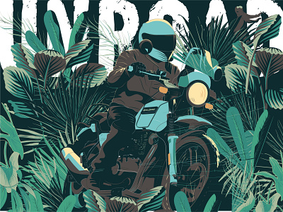 Riding through the jungle design flat illustration graphicdesign illustration moto motorcycle t shirt art vector