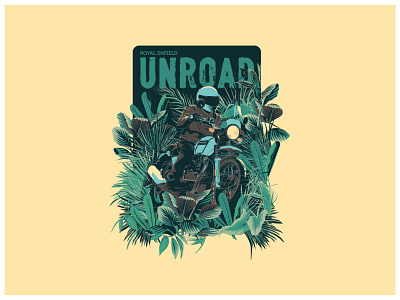 Riding through the jungle flat illustration graphicdesign illustration moto motorcycle t shirt art vector