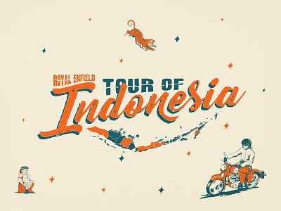 Tour of Indonesia design flat illustration graphicdesign illustration moto motorcycle t shirt art typography vector