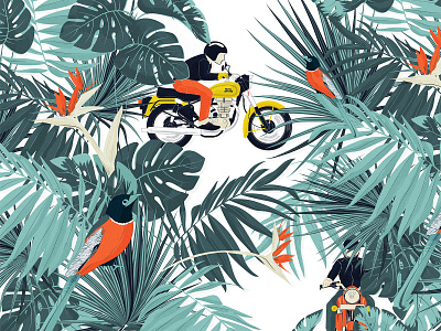 Tropical ride design graphicdesign illustration moto motorcycle t shirt art vector