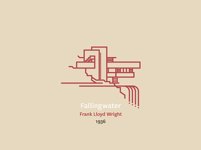 Fallingwater architecture design graphic icon illustration modernism visual