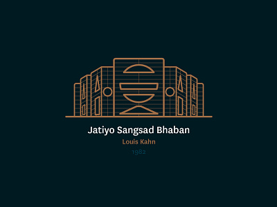 Jatiyo Sangsad Bhaban by Louis Kahn architecture design graphic icon iconography illustration modernism user interface visual