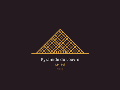 Louvre Pyramid architecture design drawing graphic icon illustration modernism visual
