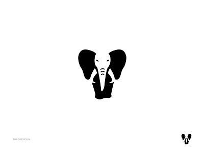 Elephant animal black and white brand logo negative space