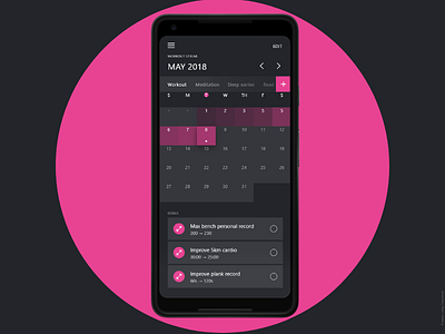 Habit Tracker Application android application design calander desires goals habit habit tracker tasks ui ux