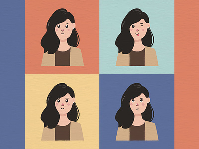 Girl's Mood Illustration character color cute design faces girl illustration girls illustration mood people vector