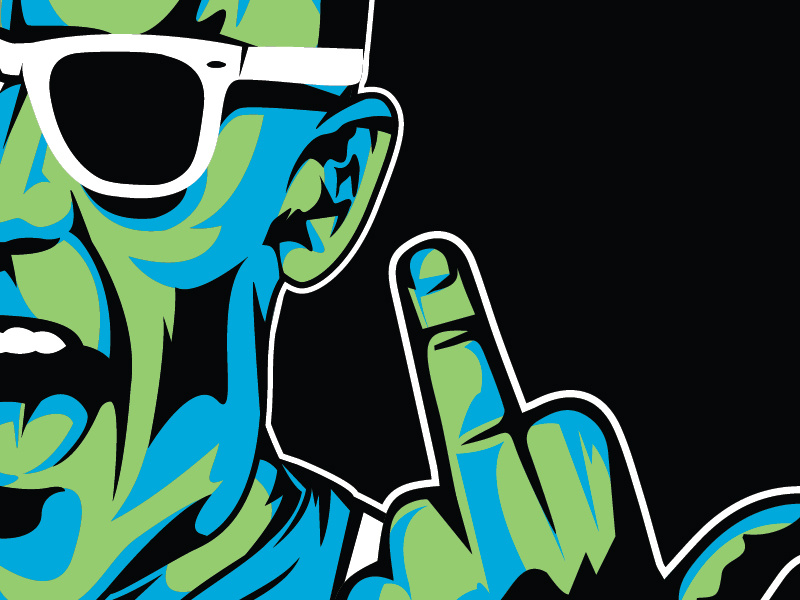 Max 01 vector illustration max hedrom flyer character middle finger blast
