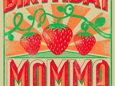 DEAR MOMMA illustration momma poster print strawberry typography