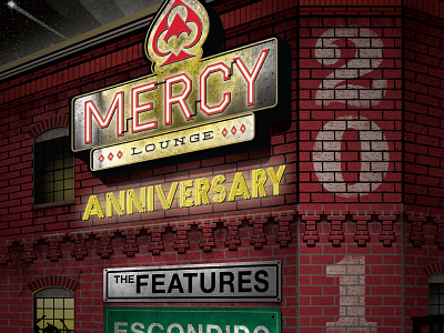 Mercy bricks gigposter illustration neon poster rock roll rock poster vector venue